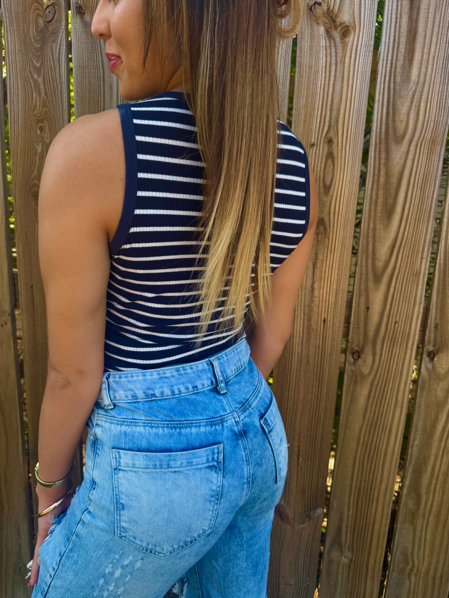 Blue Stripe Slim Top