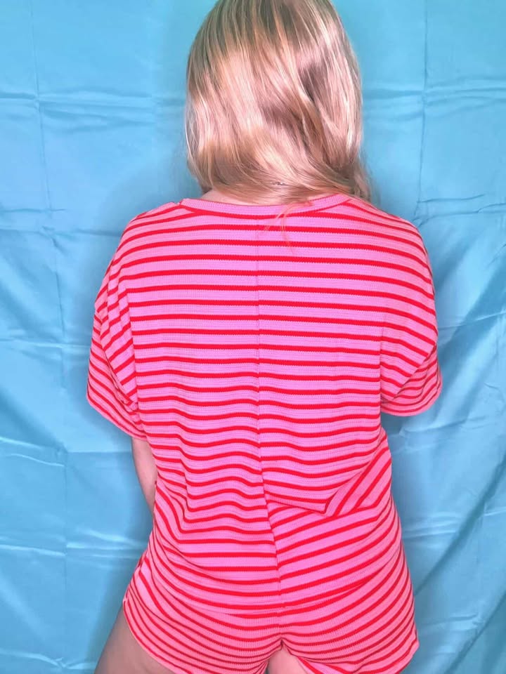 Striped Casual Short Set