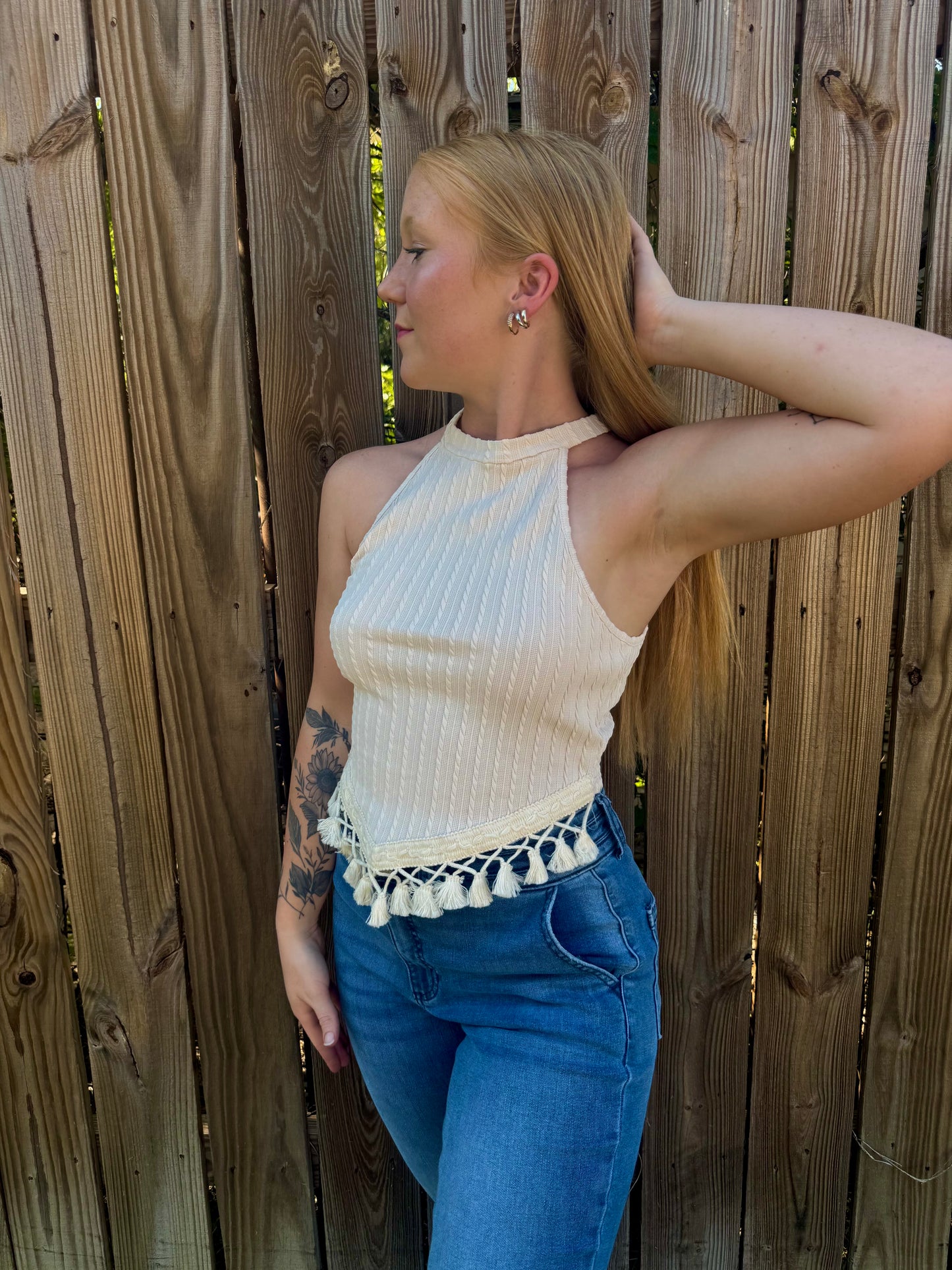 Apricot Halter Knit Top