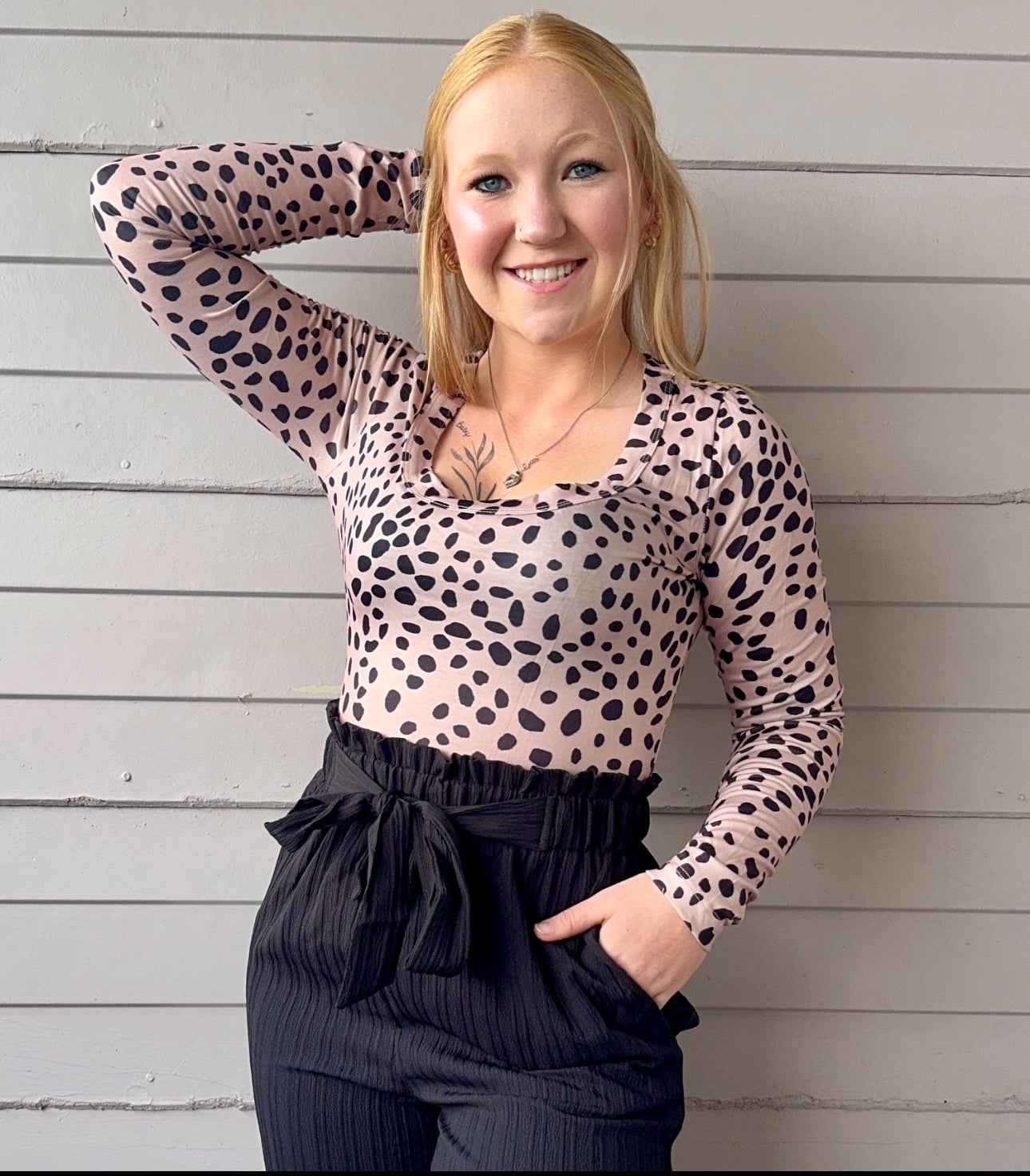 Leopard Print Long Sleeve Bodysuit