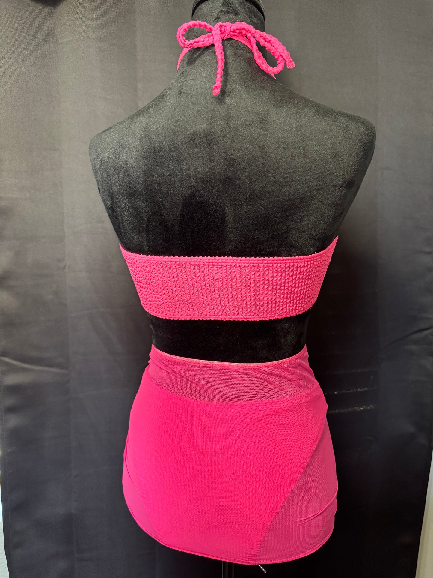 Pink Two-Piece Bikini with Skirt