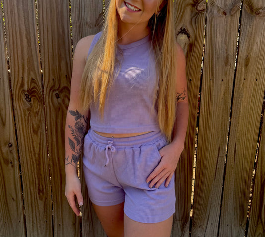 Purple Casual Short Suit