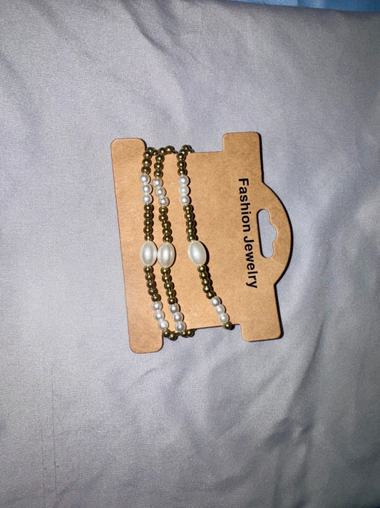 Multiple Pearl Gold Bracelet