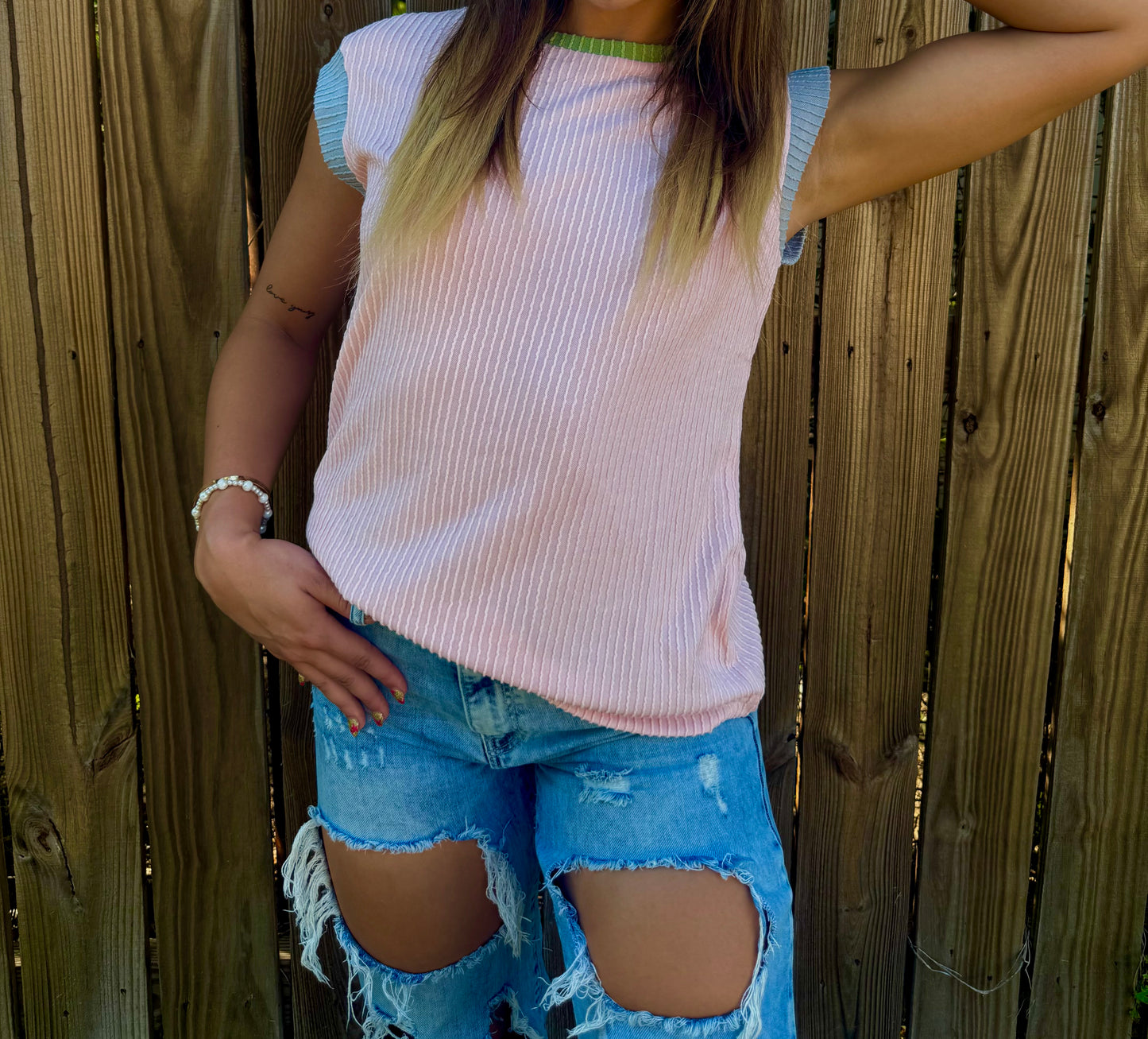 Pink Crew Neck Tee