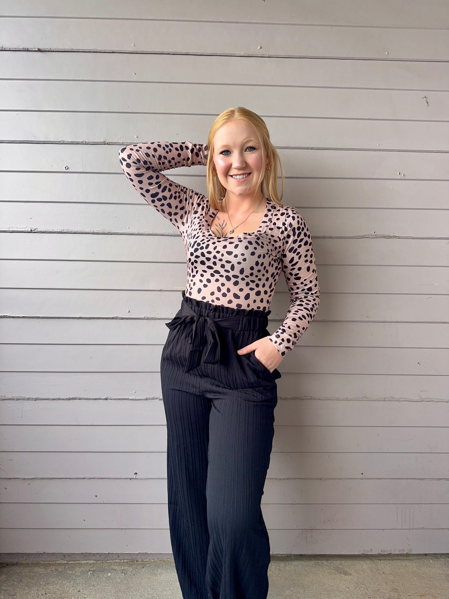 Lace-Up Ruffle Trim Pants