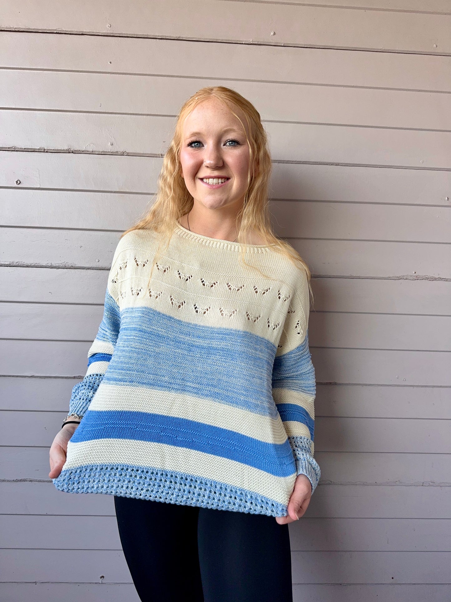 Light Blue Puff Sweater