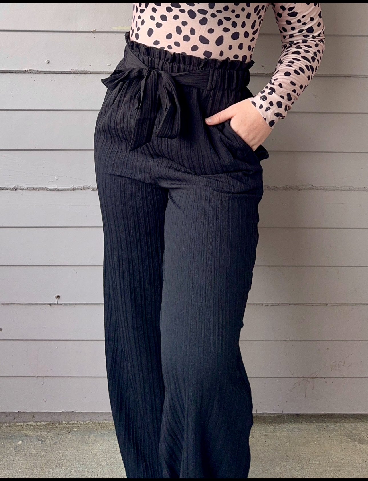 Lace-Up Ruffle Trim Pants