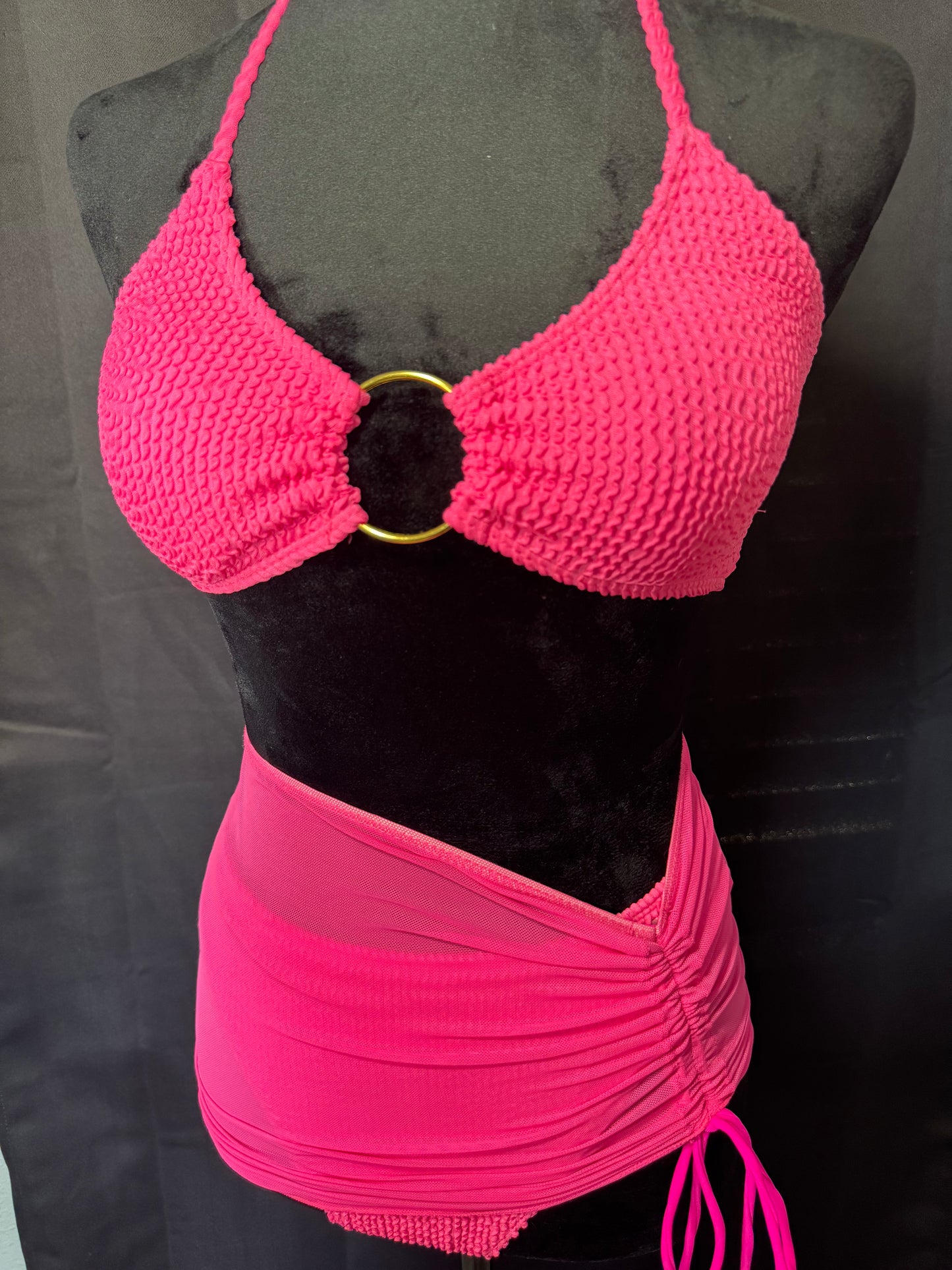 Pink Two-Piece Bikini with Skirt