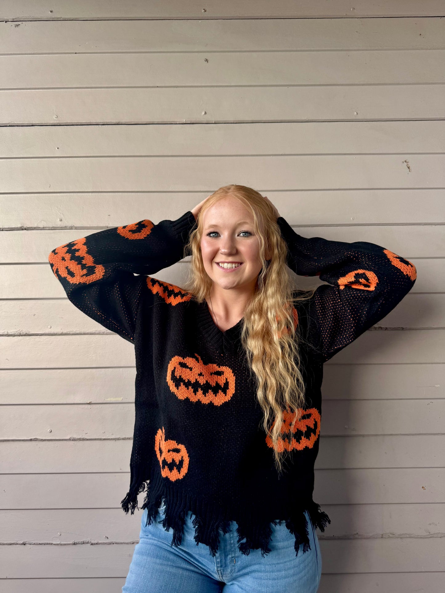 Halloween Pumpkin Knit Sweater