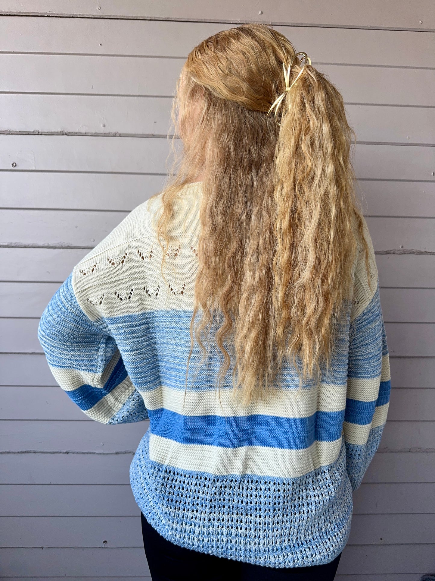 Light Blue Puff Sweater