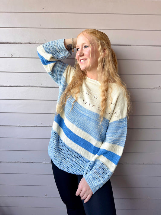 Light Blue Puff Sweater