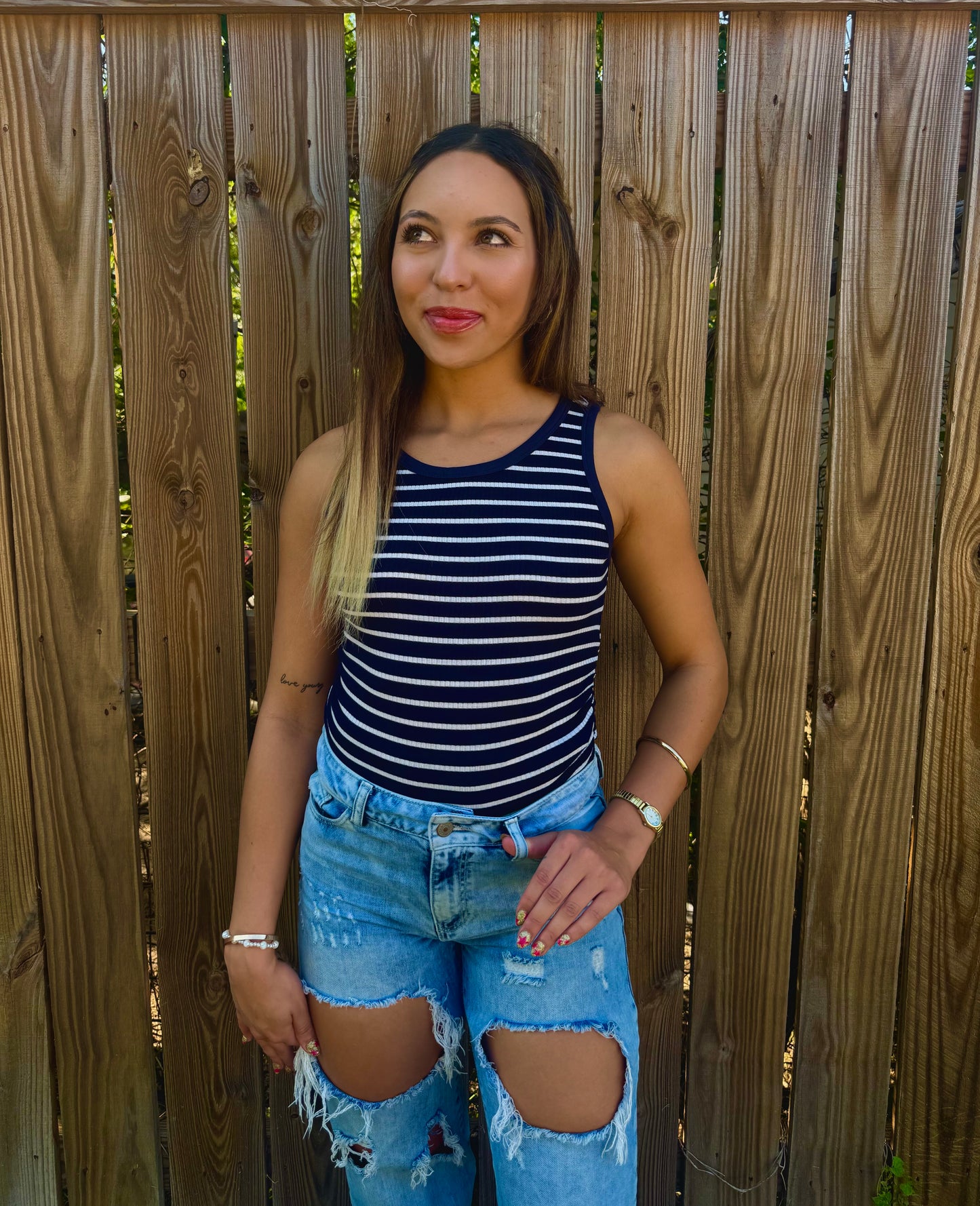Blue Stripe Slim Top